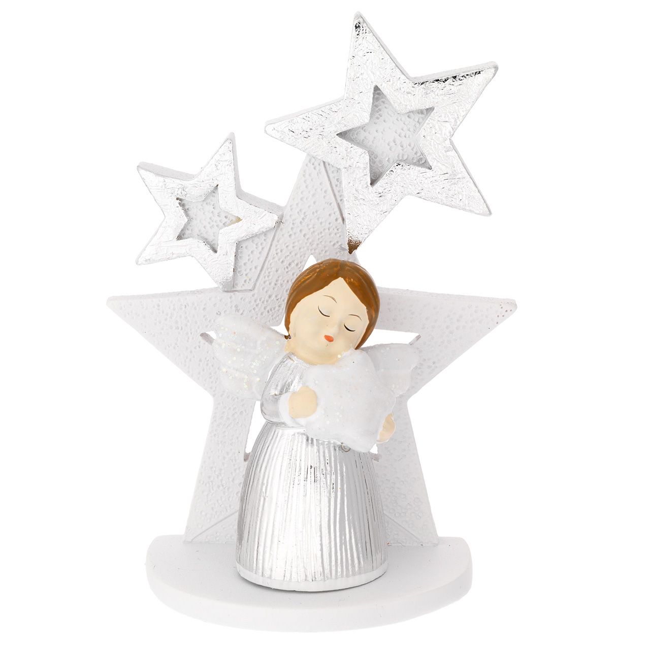 ALBERO MULTISTELLE H. 125 ARGENTO CON ANGIOLETTO CON STELLA